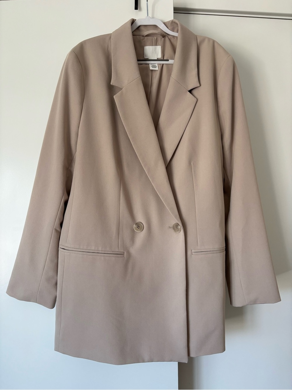 H&M Beige Double-Breasted Blazer Jacket